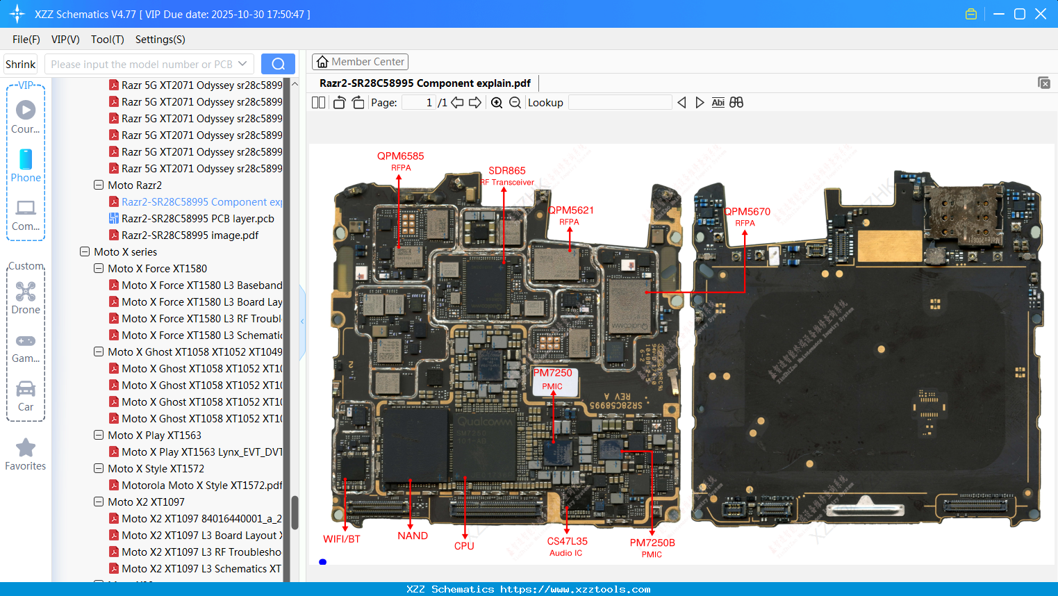 Motorola Razr2-SR28C58995 Component Explain